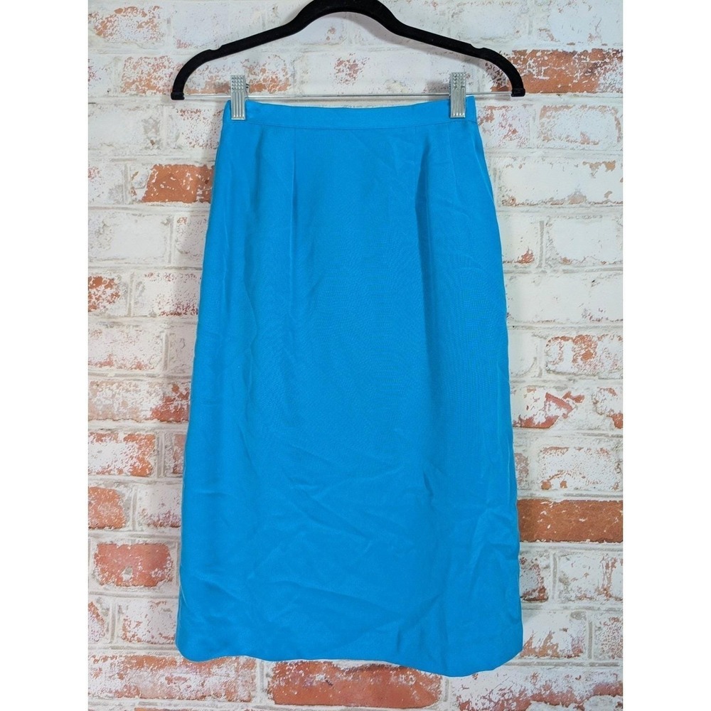 Silk Skirt Women 2 Blue Pencil Back Slit Career Vintage Midi Professional‎ Suit